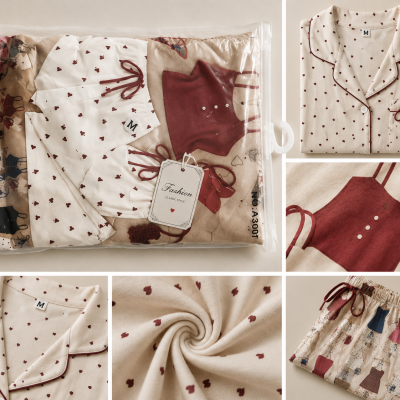 Red Heart Print Pajama Set
